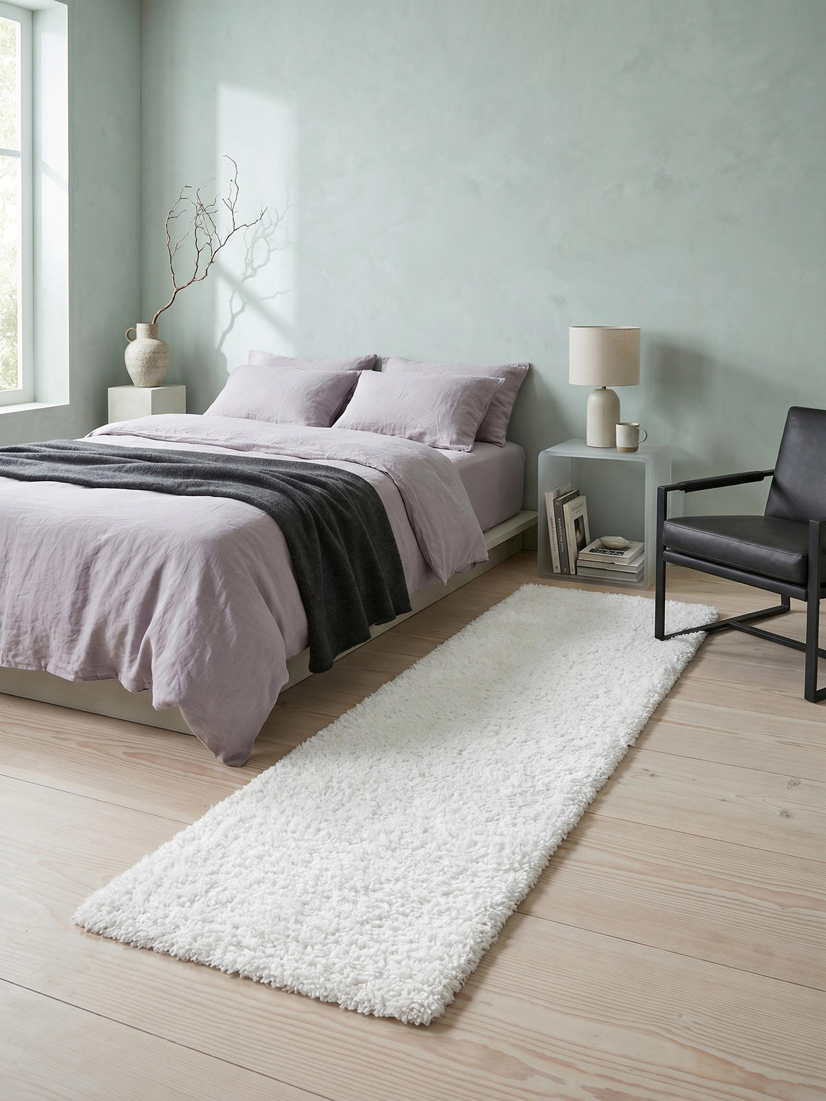 TEPPICH Hochflor Shaggy Uni Style Polypropylen Wohnzimmer Weiß Läufer 80x250 - Weiß, Textil (250/80cm) - KADIMA DESIGN