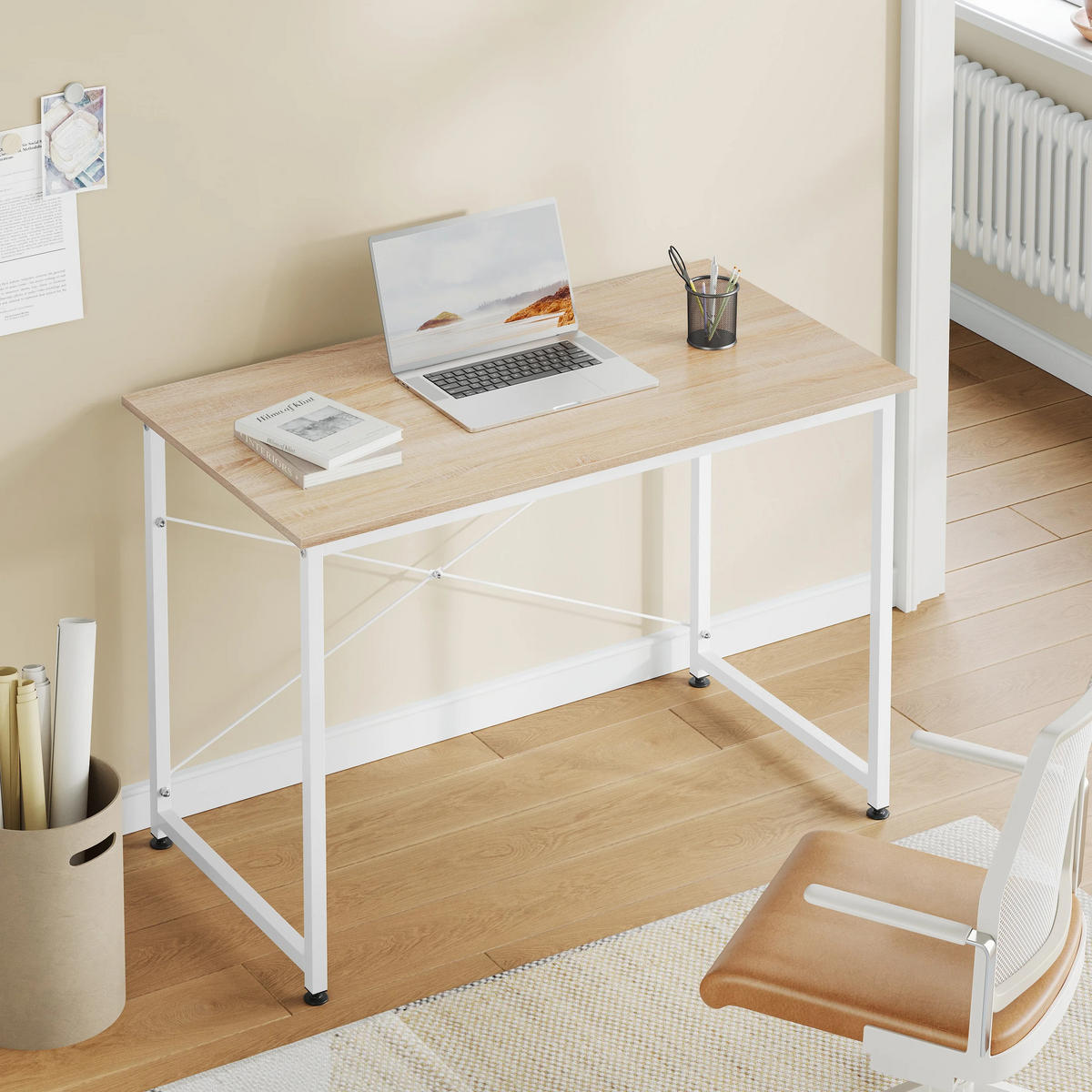 SCHREIBTISCH 100x50cm Light Oak - Eichefarben, Holzwerkstoff/Metall (50/100/75cm) - Kaket