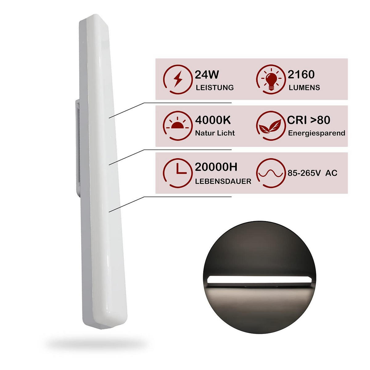 LED-DECKENLEUCHTE Aatrox 60/4.5/5cm - Weiß, Metall (60/4.5/5cm) - ZMH