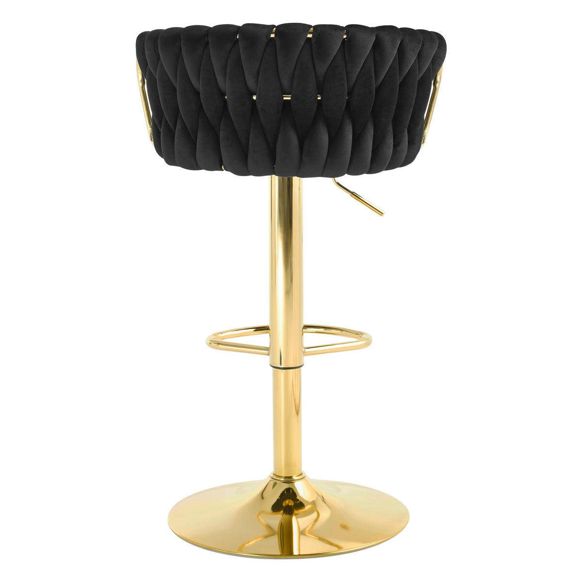 BARHOCKER höhenverstellbar drehbar Samt Schwarz - Schwarz, Metall (49.5/98/50.5cm) - Meubliv