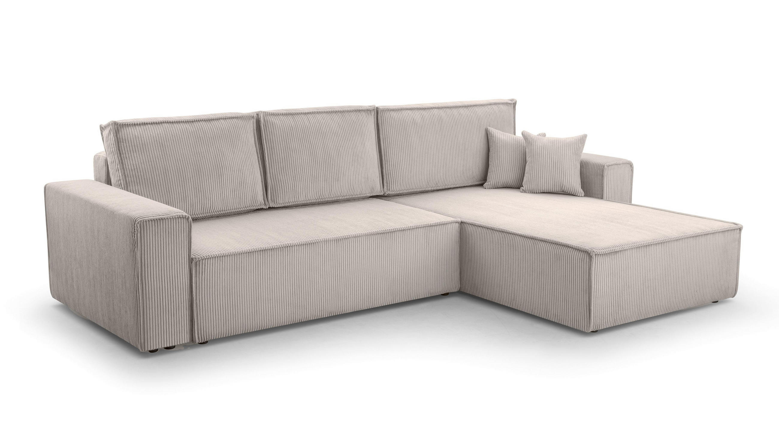 ECKSOFA L Form Cedria Zartweiß 287/145/85 cm mit Schlaffunktion - Creme/Schwarz, Kunststoff/Textil (287/145cm) - AX Living