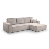 ECKSOFA L Form Cedria Zartweiß 287/145/85 cm mit Schlaffunktion - Creme/Schwarz, Kunststoff/Textil (287/145cm) - AX Living