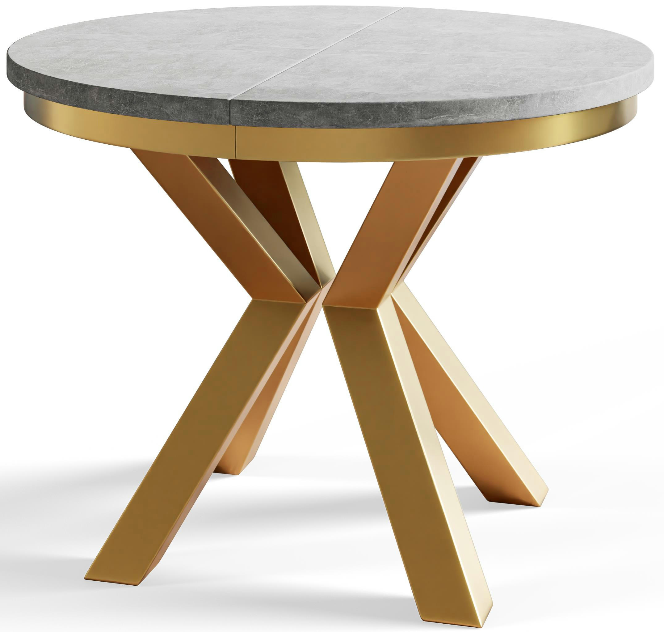 ESSZIMMERTISCH LOFT, ausziehbarer Tisch 100 cm/180 cm, Farbe: Grau, mit Metallbeinen in Farbe Gold - Goldfarben/Grau, Holzwerkstoff (100/100/76cm) - Alpi-Möbel
