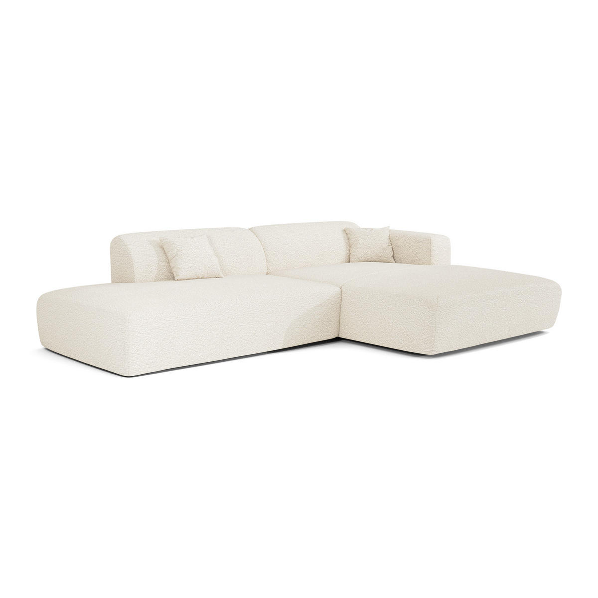 ECKSOFA RECHTS Bouclé-Stoff Creme 310cm - Creme, Textil (310/96cm) - Sia Home