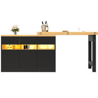 BARTISCH, MDF mit LED & 360° drehbar, ausziehbar 120-180/40/71,5 cm, Schwarz - Schwarz, Holzwerkstoff (40/71.5/107cm) - Redom