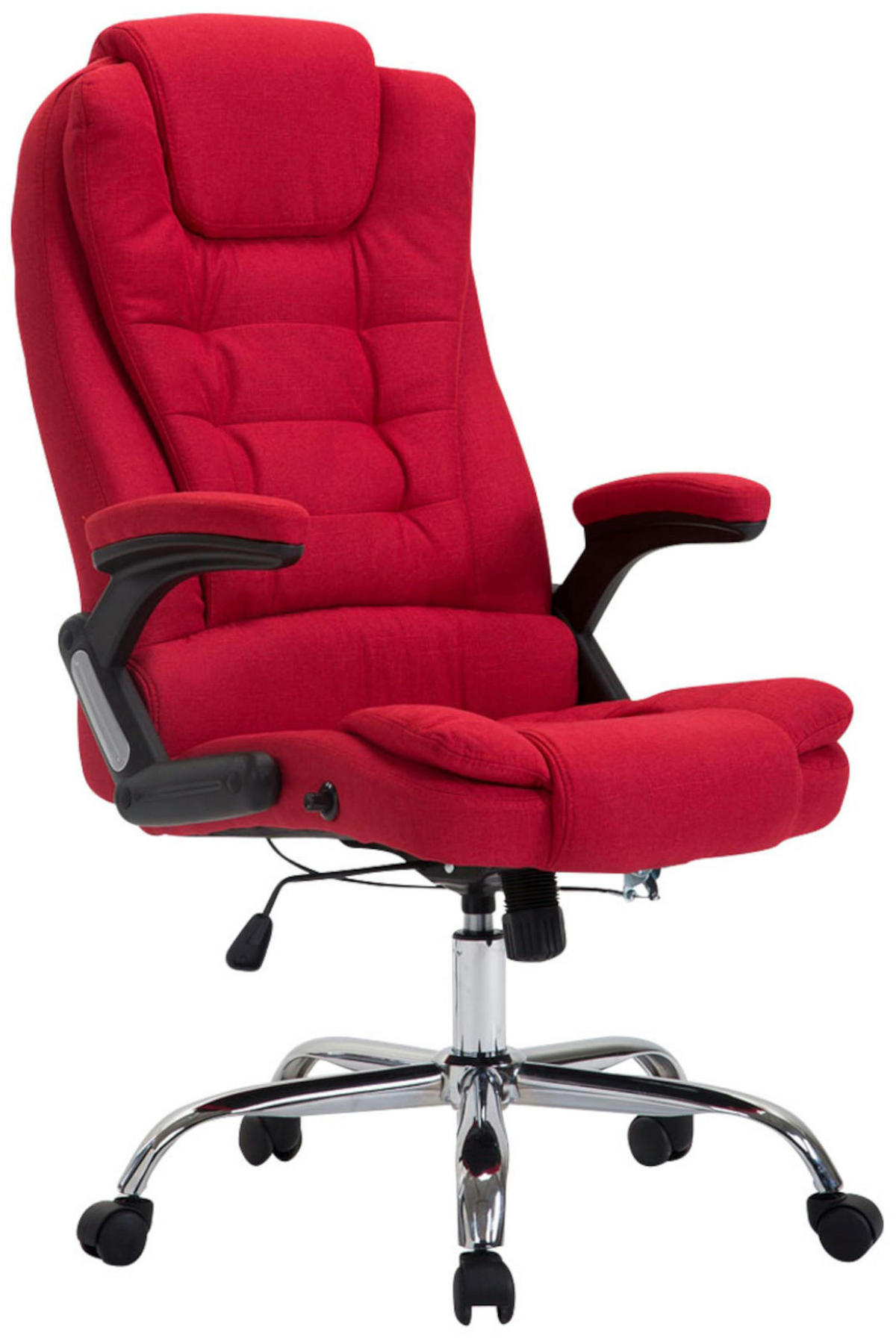 CHEFSESSEL Stoff Rot - Chromfarben/Rot, Textil/Metall (69.5/113/78cm) - CLP