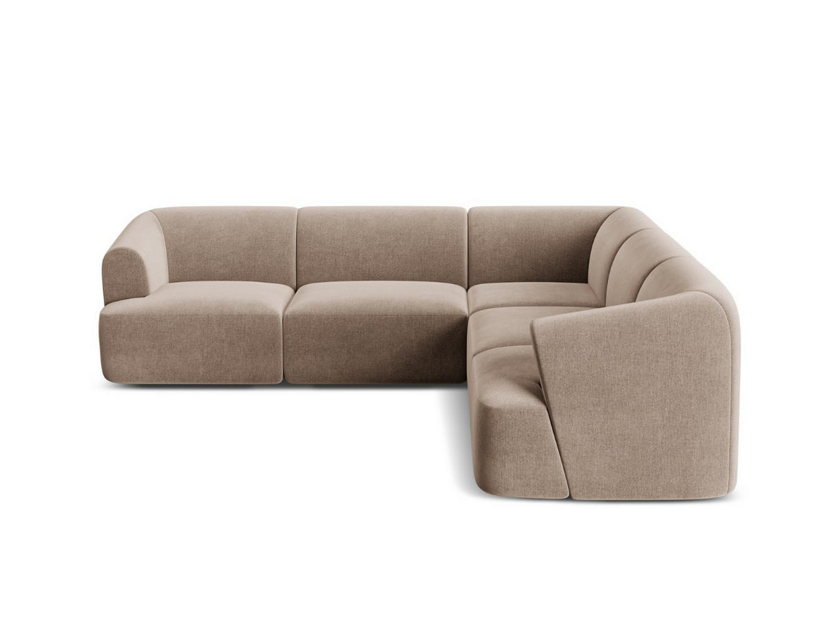 SYMMETRISCHES-MODULARES-ECKSOFA Campi aus Samt dunkelbeige 6 Sitzplätze - Mokka, Textil (255/255cm) - Cosmopolitan Design