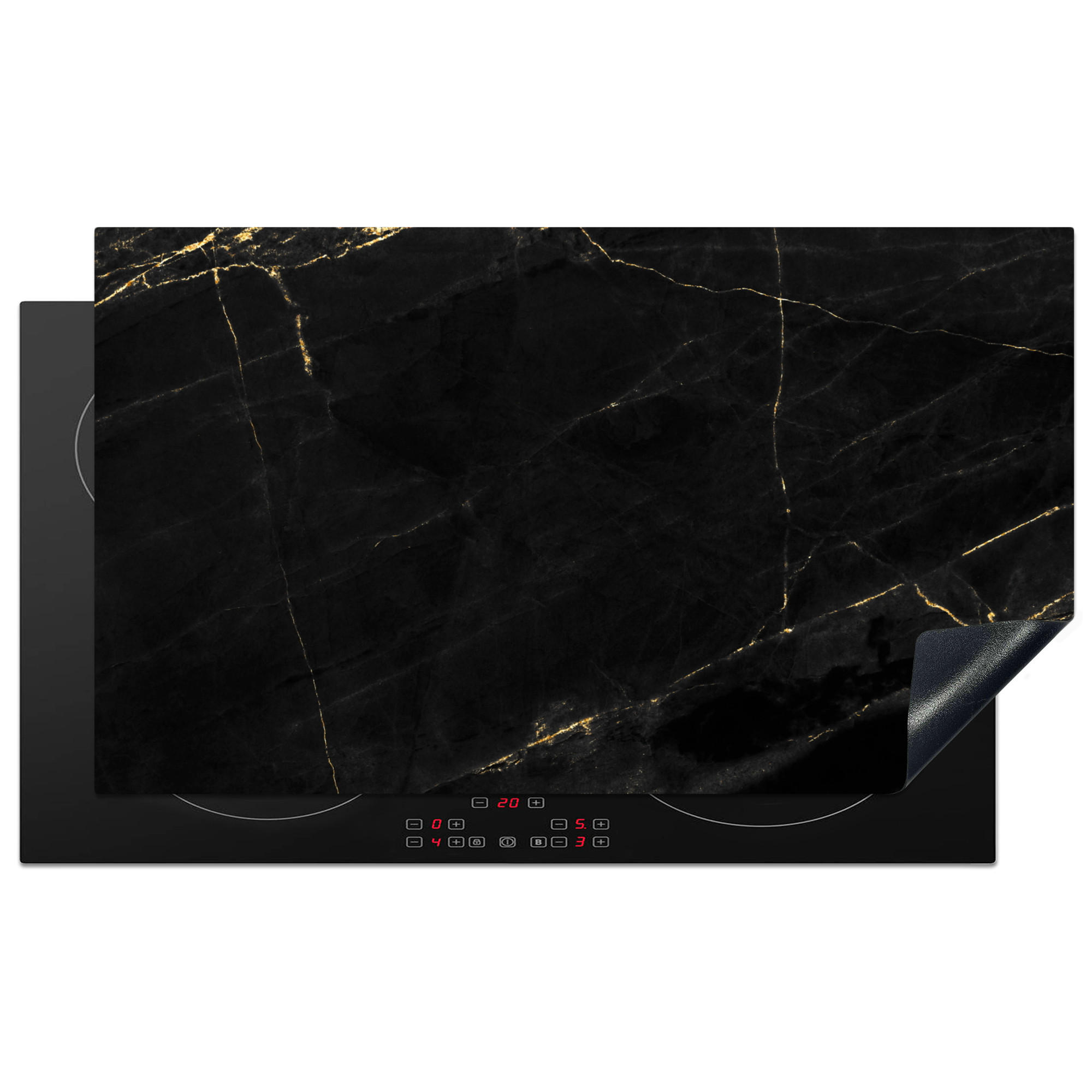 ZAŠČITA ZA INDUKCIJSKO PLOŠČO Marmor 91.2x52 cm cm - črna, umetna masa (91.2/52/0.2cm) - MuchoWow
