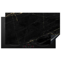 HERDABDECKPLATTE Marmor - Schwarz - Gold - Chic - Marmoroptik - Design Ceranfeldabdeckung 90x52 cm - Schwarz, Kunststoff (90/52/0.2cm) - MuchoWow