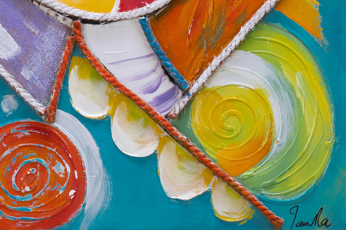 ACRYLBILD HANDGEMALT 80/80 cm - Multicolor, Holz/Textil (80/80cm) - KUNSTLOFT