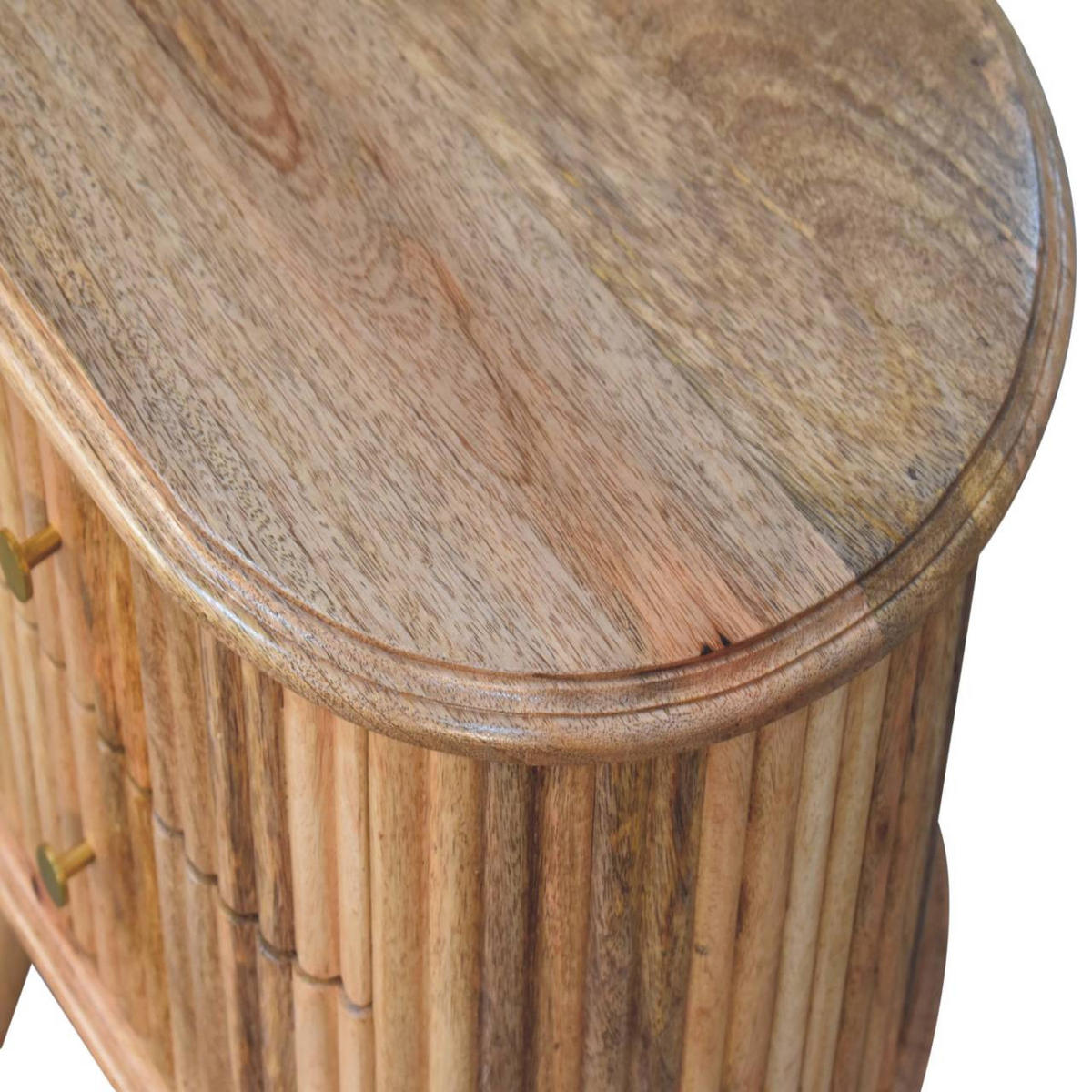 NACHTTISCH Soba mit 2 Schubladen, Nordische Beine, Beige - Beige/Messingfarben, Mangoholz/Holz (48/50/35cm) - Artisan Furniture