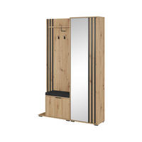 GARDEROBE STILO 131 cm (Artisan Eiche, Schwarze Lamellen, Spiegel, Sitzkissen, Metallgriffe) - Schwarz/Eiche Artisan, Holz/Holzwerkstoff (131/192/40cm) - Ravio
