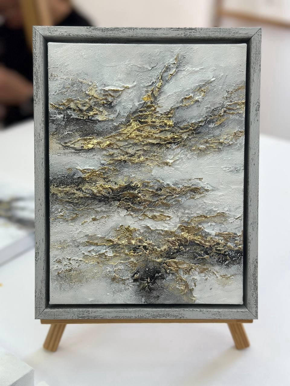 YS-art gallery Gemälde Grau 20x15 cm