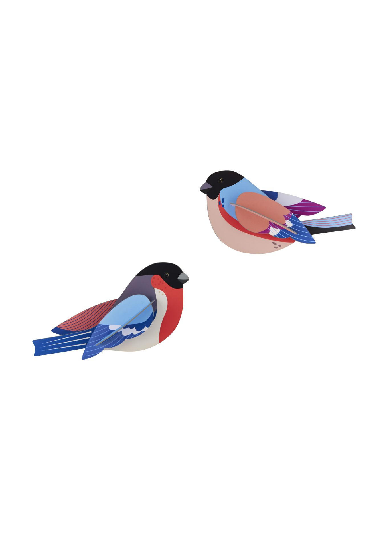 WANDDEKO Gimpel 4/7 cm - Multicolor, Wellpappe (4/7/15cm) - KUNSTLOFT