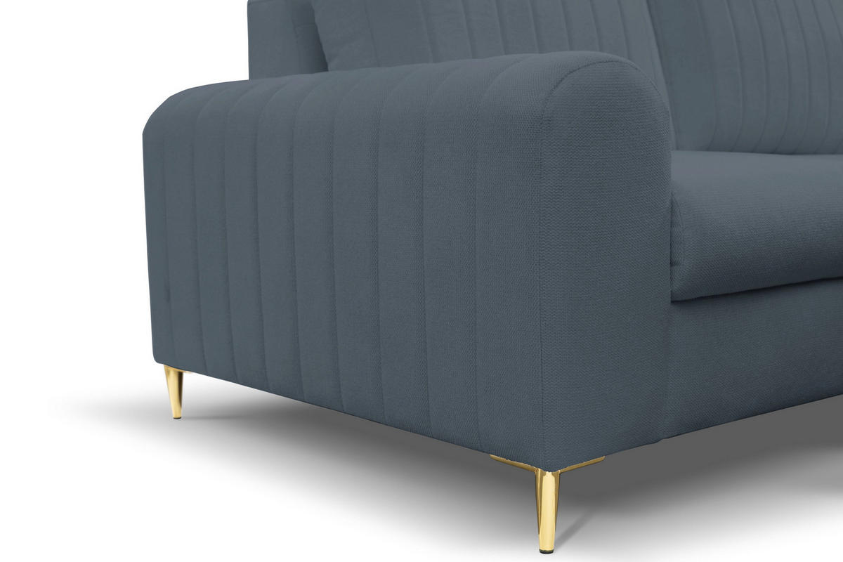 ECKSOFA VERONA R-S Blau Geflochtener Stoff mit Schlaffunktion - Blau, Holz (251/164cm) - MASSENO