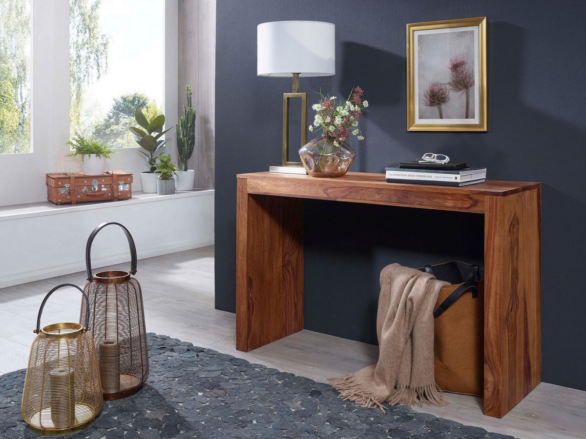 KONSOLENTISCH – Massivholz, platzsparend, Landhausstil, stabiles Gestell - Braun, Holz (40/115/75cm) - KADIMA DESIGN