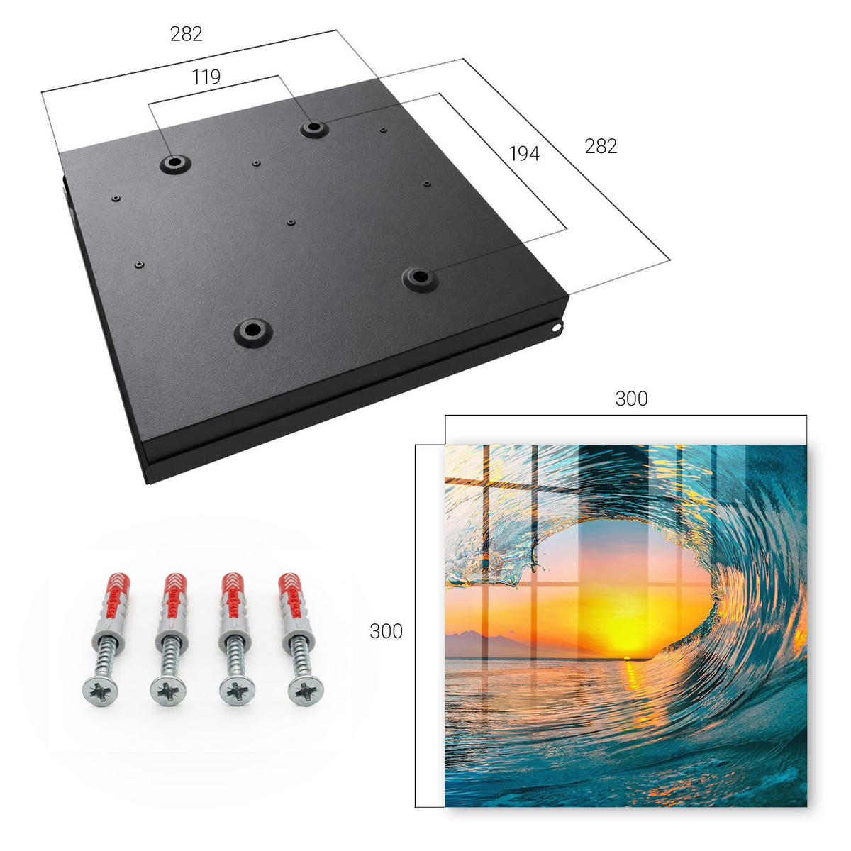 SCHLÜSSELBOX Schwarz 30x30 cm- Türöffnung nach rechts - Westwelle - Türkis, Metall (30/30/5cm) - TULUP