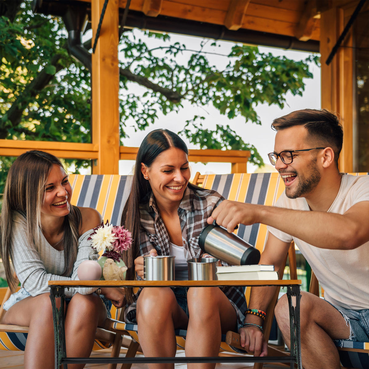 GARTENTISCH - Multicolor, Holz/Kunststoff (47/98/58cm) - Relaxdays