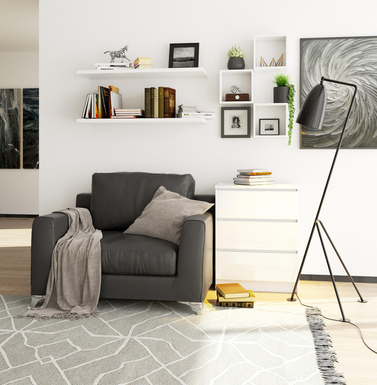 KOMMODE Weiß, Weiß Glanz 77/60/40 - Weiß, Holzwerkstoff (60/77/40cm) - RAUMHIRSCH FURNITURE