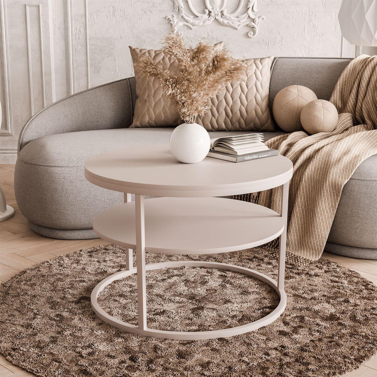 COUCHTISCH CIRI MATT KASCHMIR mit Ablage kaschmirfarbene Platte - Kaschmir, Holzwerkstoff (70/70/49cm) - Lookway