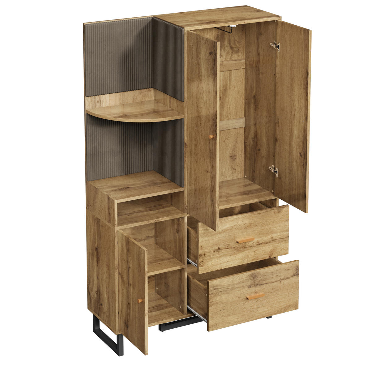 SCHUHSCHRANK aus MDF 110x38x186cm in Natur mit Soft-Close - Naturfarben, Holzwerkstoff (110/186/38cm) - Modfu