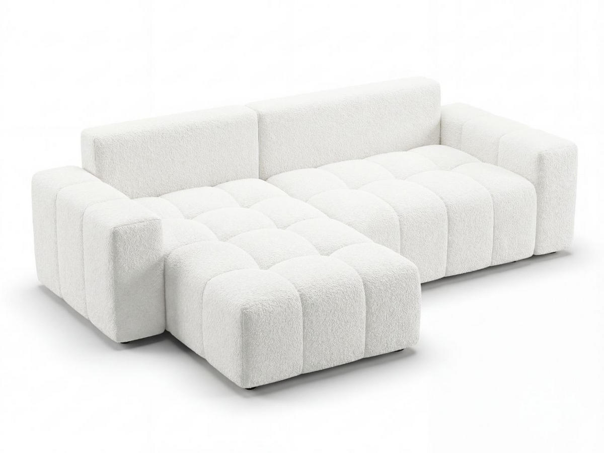 ECKSOFA Bresso Bouclé-Stoff Creme - Creme, Holz/Textil (255/168cm) - Graingold