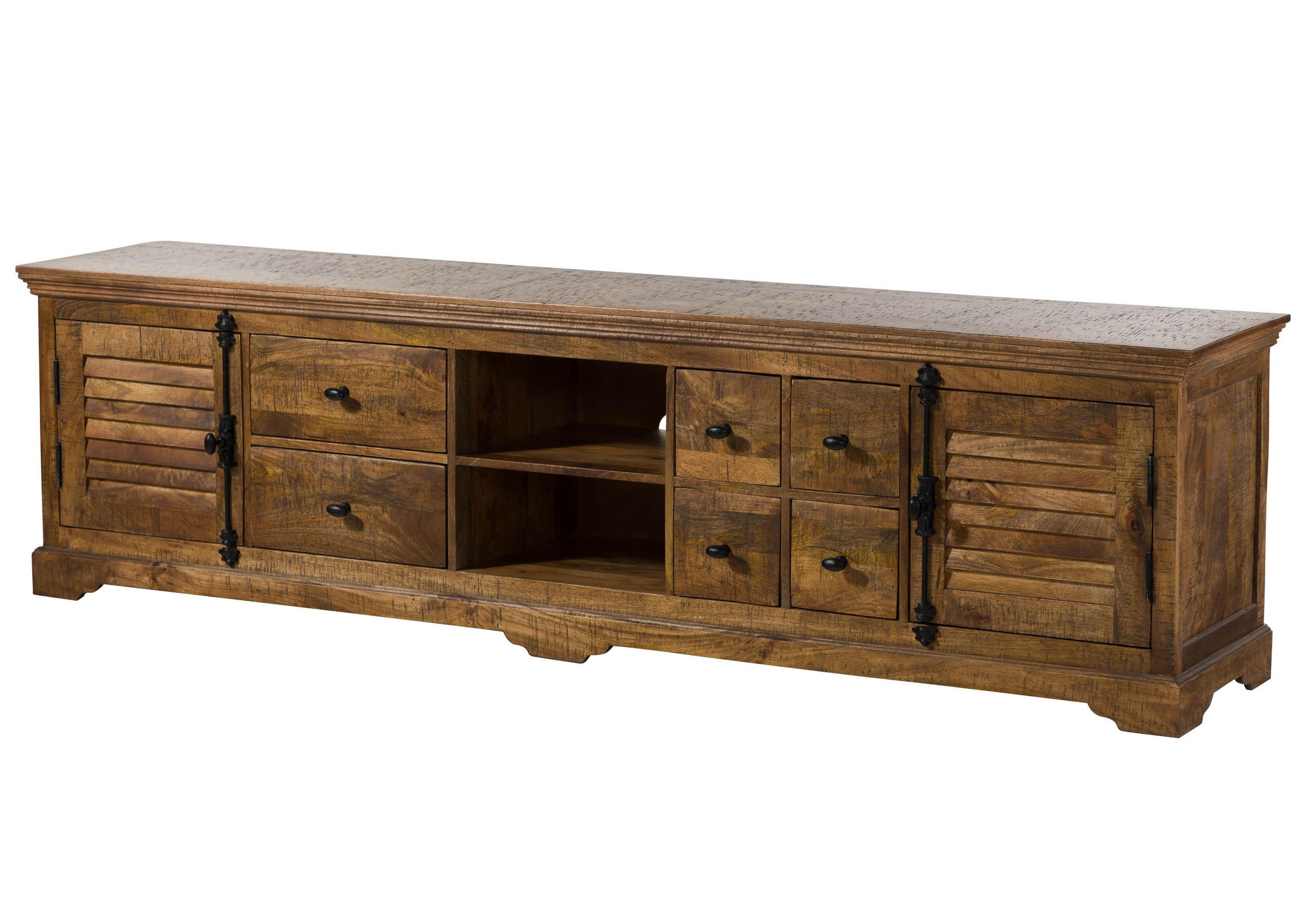 TV-BOARD Mango 220x45x60 dunkelbraun geölt RODEZ #150 - Dunkelbraun, Holz (220/60/45cm) - Massivmoebel24