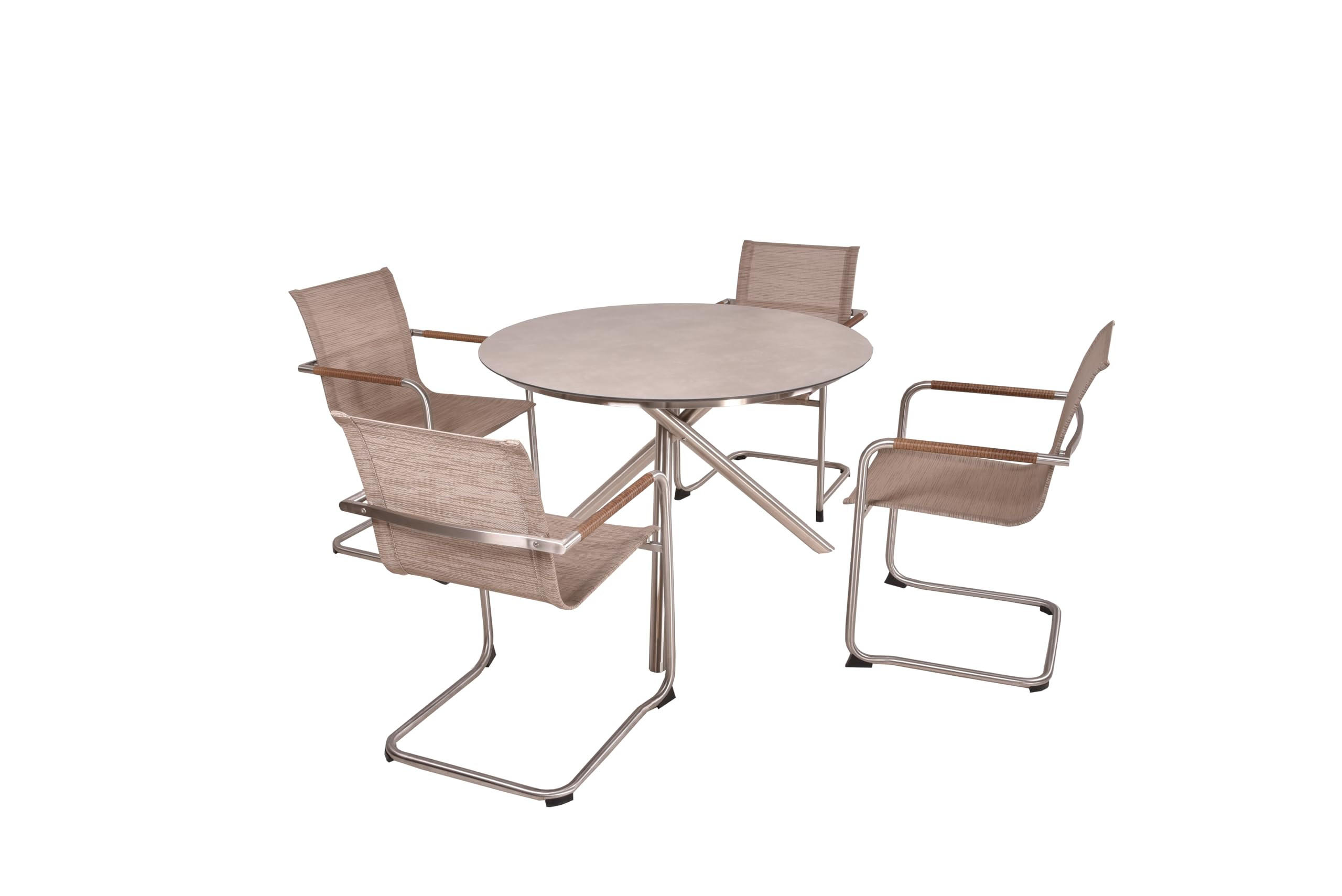 GARTEN-SITZGRUPPE Hakon 5-teilig Gartenmöbel-Set - Sandfarben, Kunststoff - DELUKE