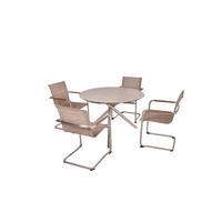 GARTEN-SITZGRUPPE Hakon 5-teilig Gartenmöbel-Set - Sandfarben, Kunststoff - DELUKE