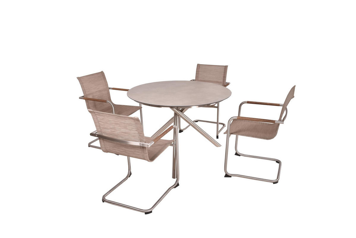 GARTEN-SITZGRUPPE Hakon 5-teilig Gartenmöbel-Set - Sandfarben, Kunststoff - DELUKE