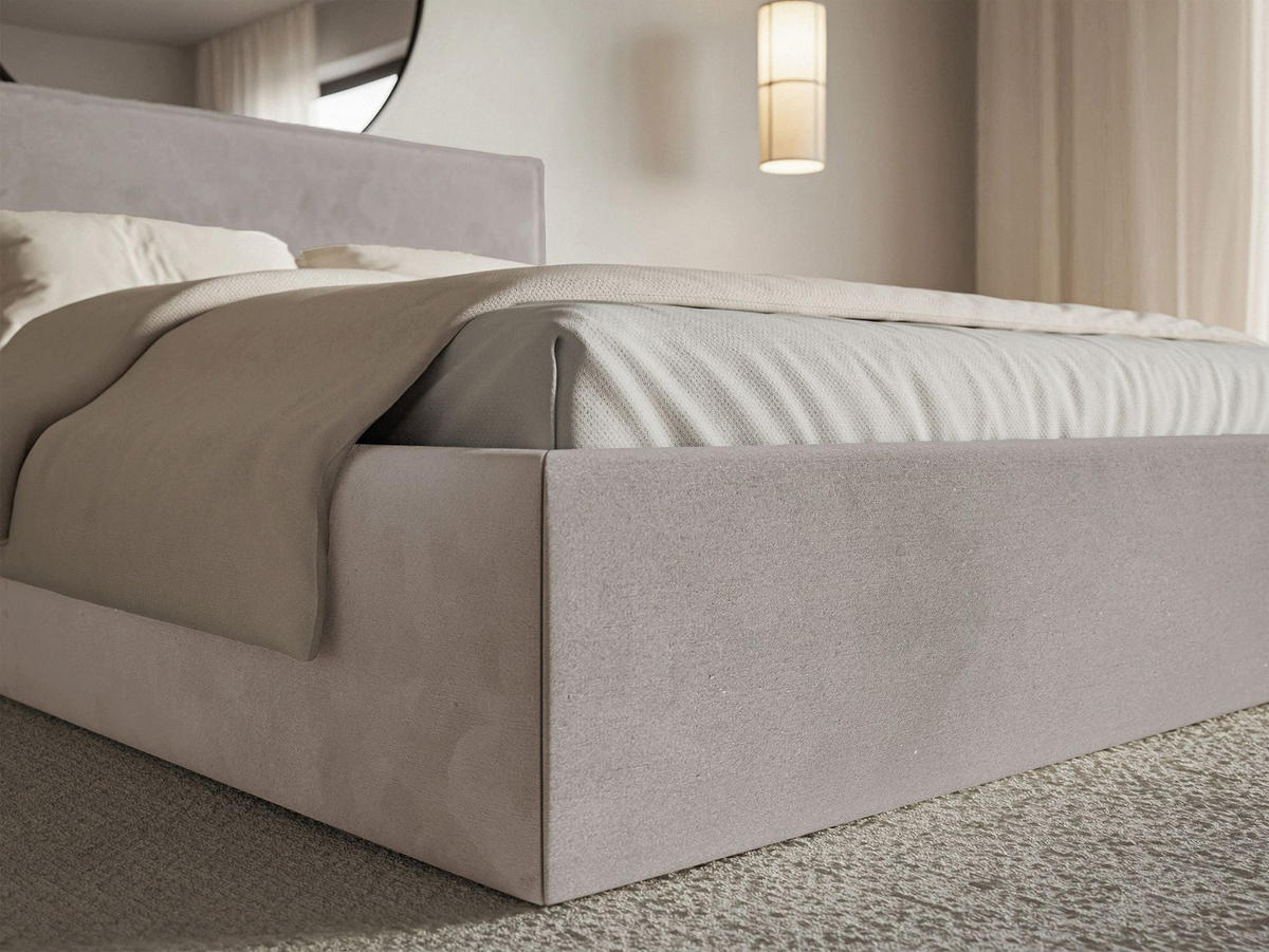 POLSTERBETT Softie Slim Taupe Velours 140x200 - Graubraun, Textil (140/200cm) - Selsey