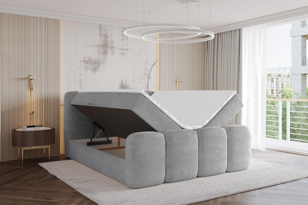 AMERICKÁ postel s matrací H4 a roštem – NINA-Z – 120 x 200 cm – světle šedá - světle šedá, kompozitní dřevo (120/200cm) - ALTDECOR
