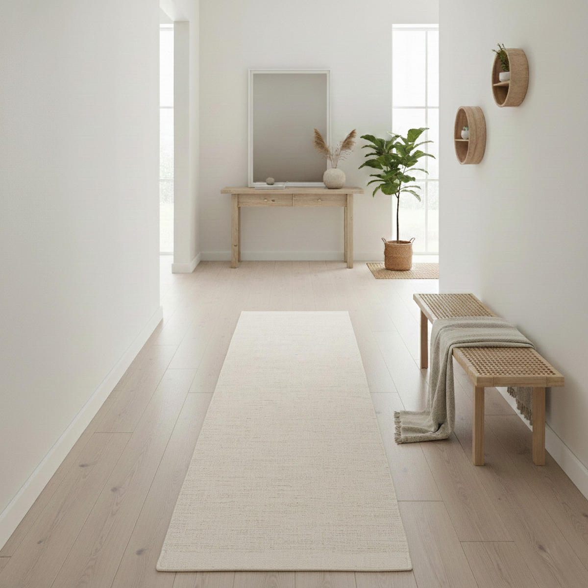 NATUR TEPPICH LÄUFER WOLLE KIRUNA - Beige, Naturmaterialen (90/160cm) - Pergamon