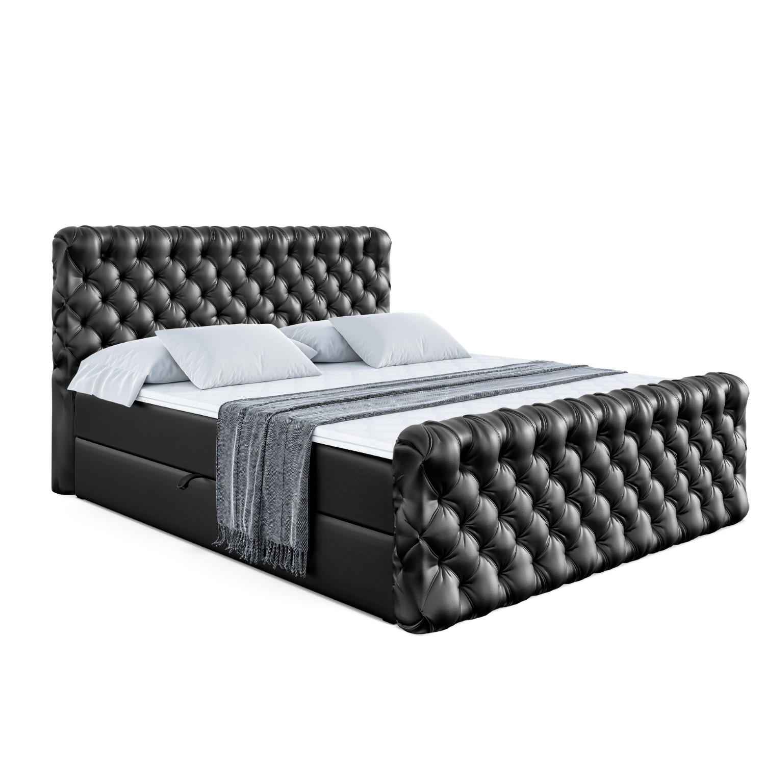 BOXBETT BOXI8-Z - 120x200 cm - H3 - Schwarz Hochglanz - Schwarz Hochglanz, Holzwerkstoff (120/200cm) - ALTDECOR