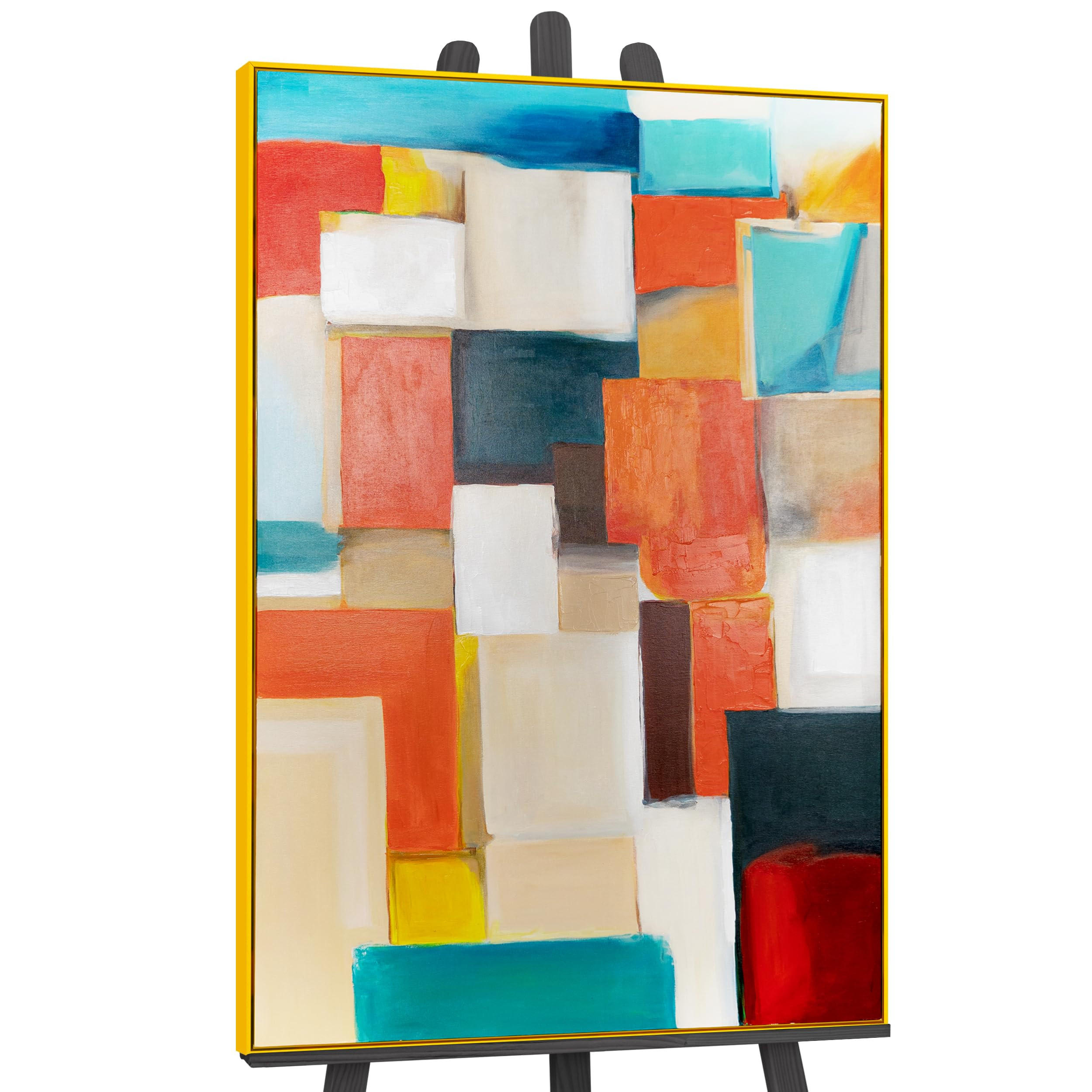 GEMÄLDE Geometrische Illusion Schattenfugenrahmen Gelb 180x120 cm - Gelb, Holz (180/120cm) - YS-art gallery