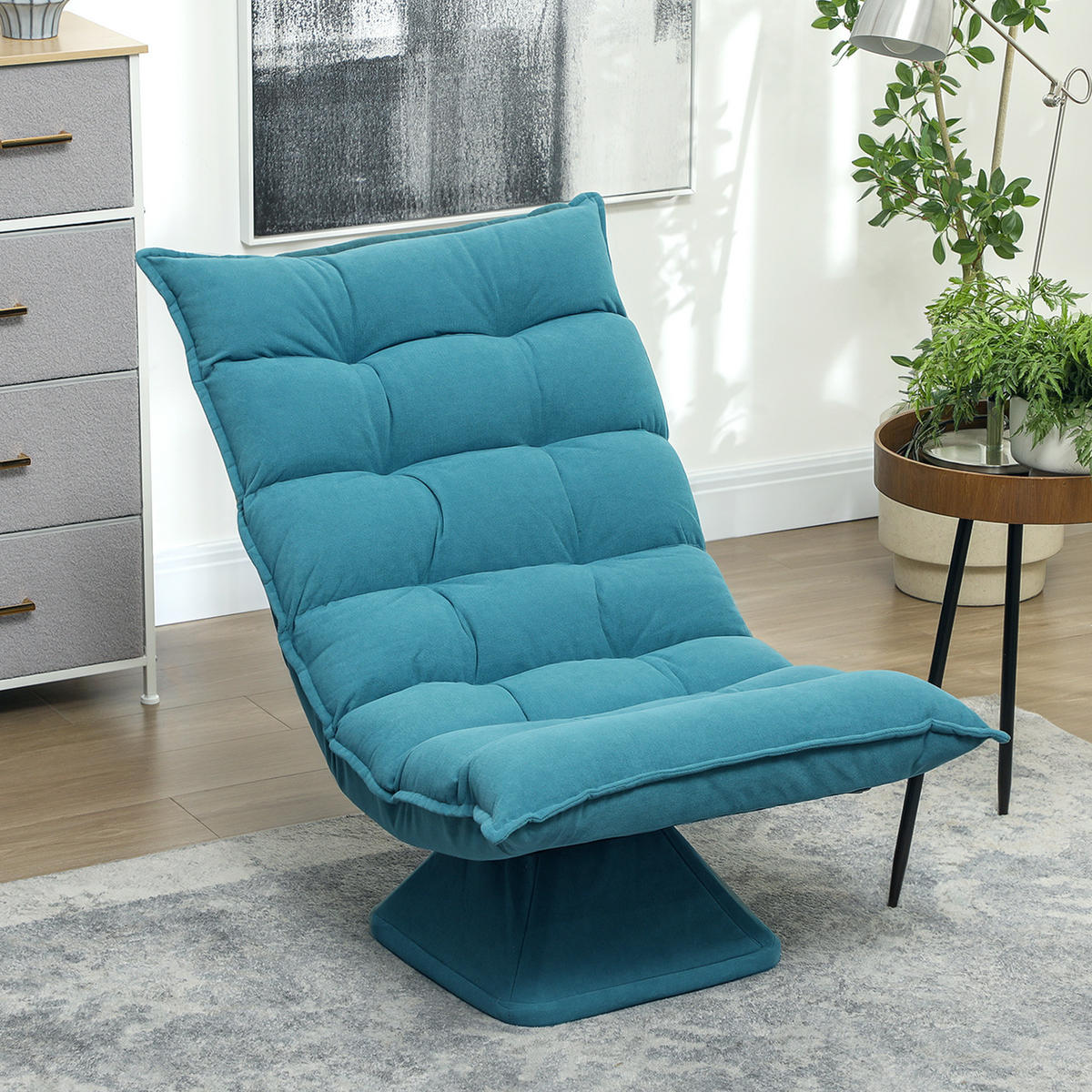 RELAXSESSEL Stahl, Samt, Blau - Blau, Metall (70/95/62cm) - HOMCOM