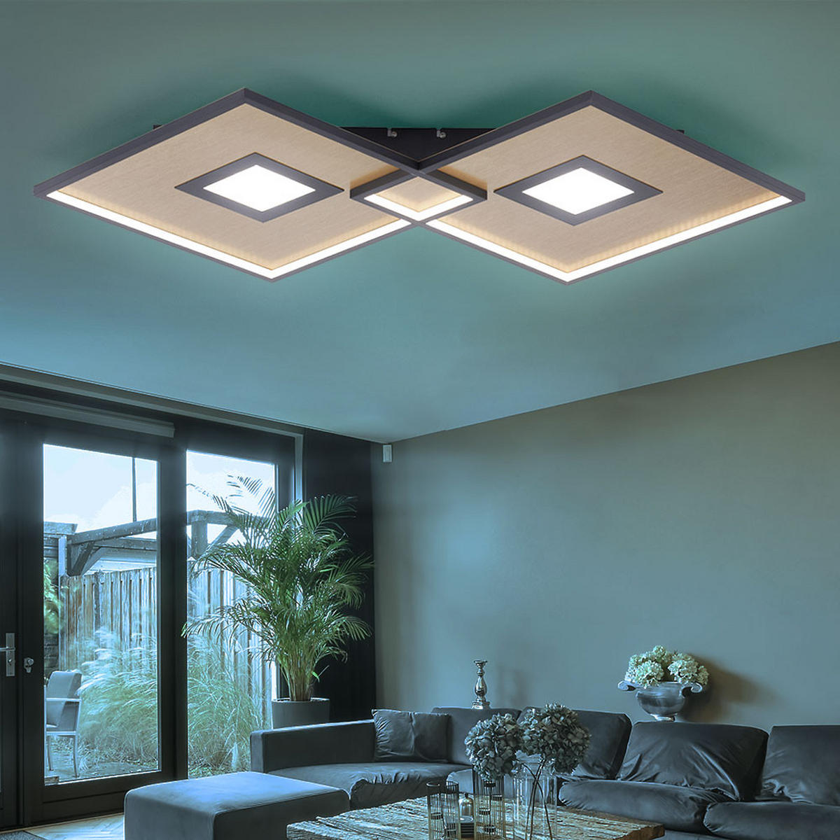 LED DECKENLEUCHTE Metall Schwarz Matt - Schwarz, Metall (96/56.6/6cm)