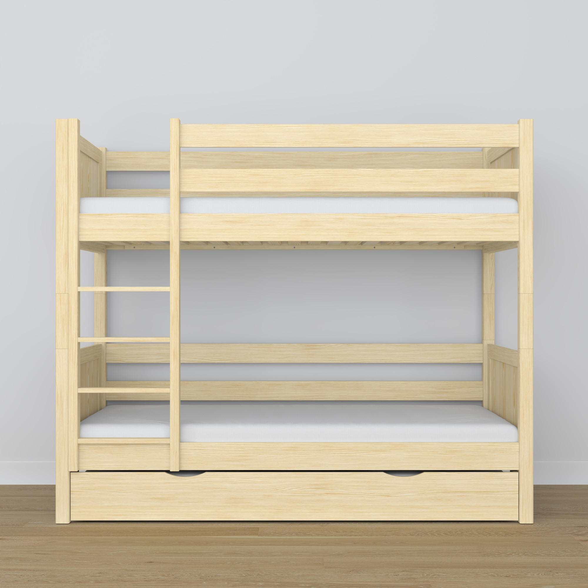 ETAGENBETT N02 mit Matratzenschublade Klare Kiefer 120/200 - Hellbraun/Braun, Naturmaterialien/Holz (120/200cm) - N-Wood