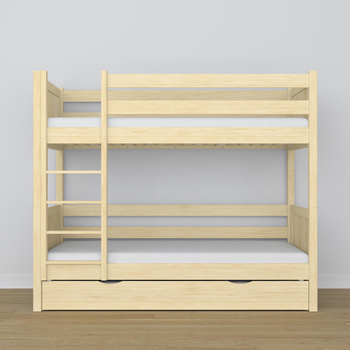 ETAGENBETT N02 mit Matratzenschublade Klare Kiefer 100/200 - Hellbraun/Braun, Naturmaterialien/Holz (100/200cm) - N-Wood