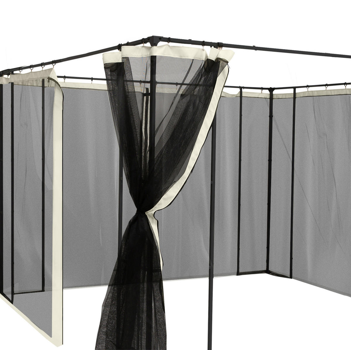 MOSKITONETZ für Pavillon 300/400 cm mit Reißverschluss und Nylon-Mesh-Insektenschutz, Schwarz - Schwarz, Textil (207/1/352cm) - Redom
