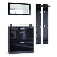 GARDEROBE Loret Front in Schwarz Hochglanz - Schwarz Hochglanz, Holzwerkstoff (180/200/23cm) - Vladon