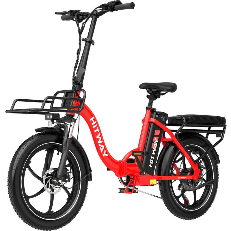 E-BIKE Klapprad BK6SL1 20*3,0 Zoll 36V15,6Ah Akku bis zu 150km Reichweite, 7 Gang - Rot, Metall (38cm) - HITWAY