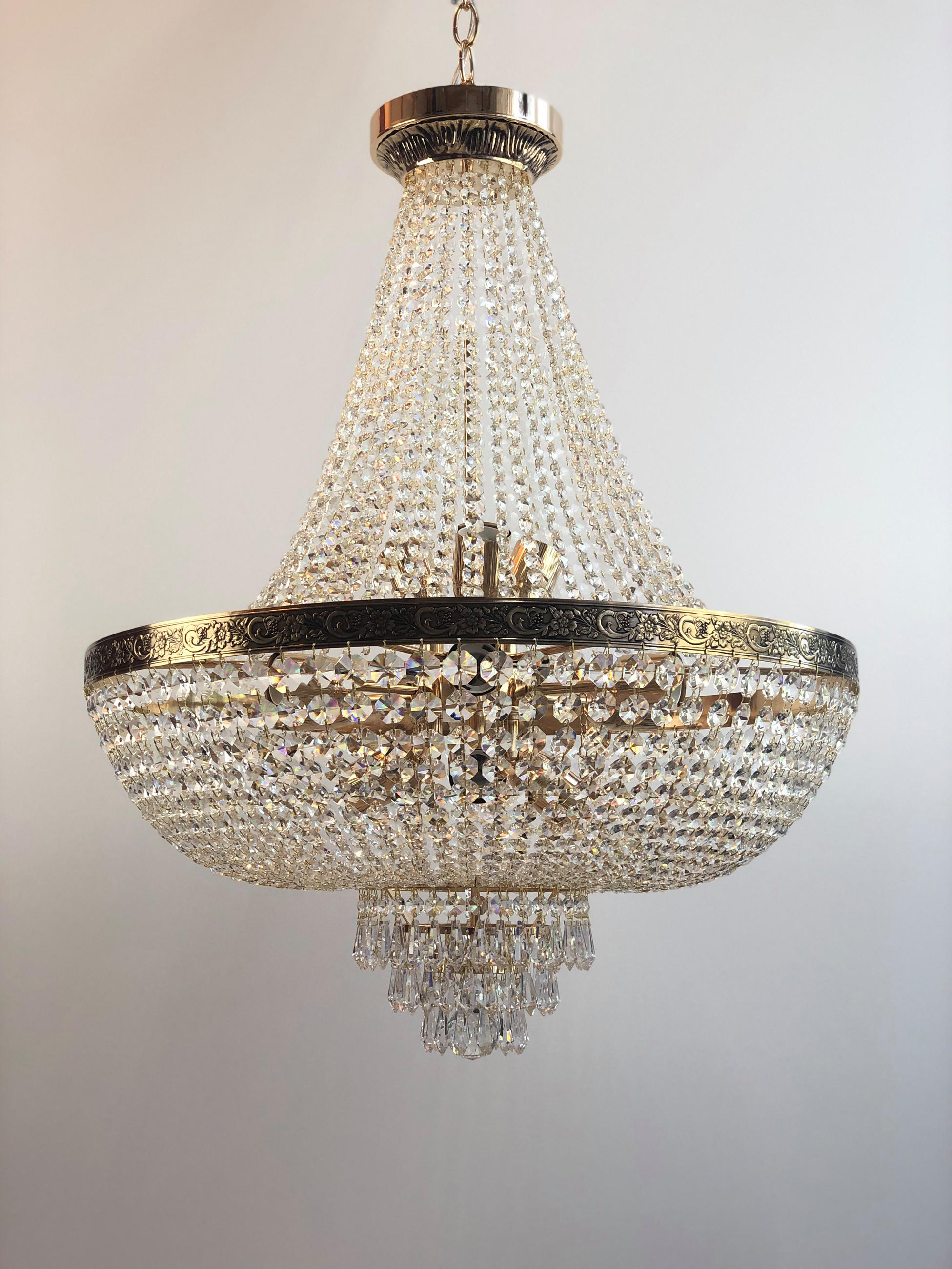 KRONLEUCHTER Korblüster PLAZA Gold Ø60cm gefertigt aus geschliffenen Kristallen - Goldfarben, Glas (60/60/80cm) - PGA Lights
