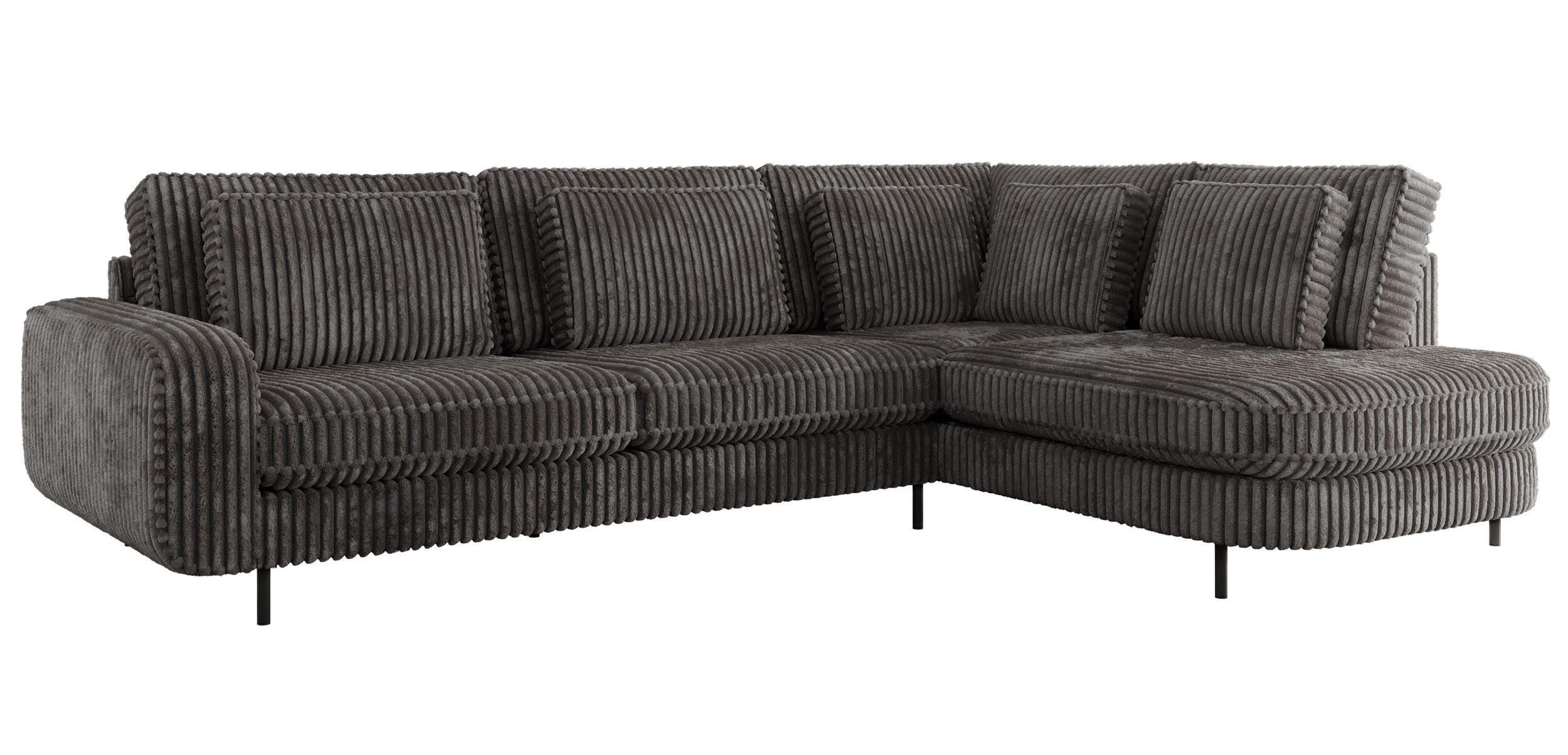 ROHOVÁ SEDAČKA CALENO L - Šedá Manšestr - Levá Strana - šedá/černá, kov/textil (317/225cm) - MKS