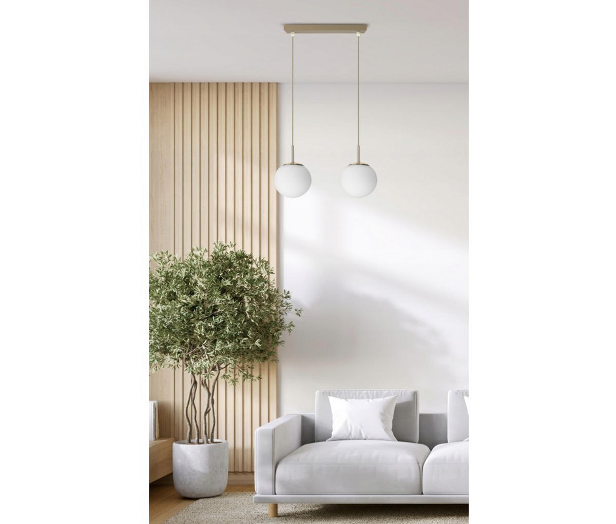 PENDELLEUCHTE ECRU II - Beige/Goldfarben, Glas/Metall (32/14/100cm) - kiki design