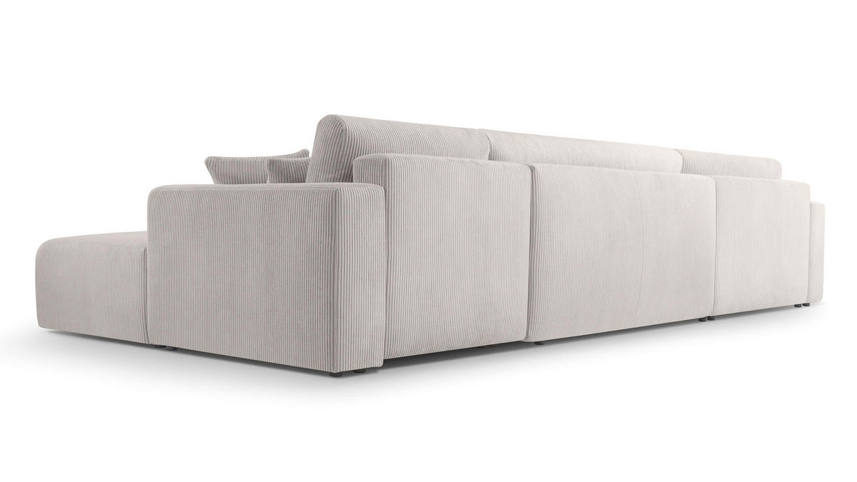 WOHNLANDSCHAFT Catea Weiß 364/145/85 cm mit Schlaffunktion - Creme/Schwarz, Kunststoff/Textil (364/84/145cm) - AX Living