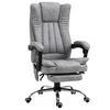 BÜROSTUHL Massagesessel Heizfunktion Liegefunktion Fußstütze Grau - Grau, Textil (67/113/62cm) - Vinsetto
