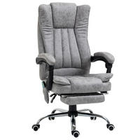 BÜROSTUHL Massagesessel Heizfunktion Liegefunktion Fußstütze Grau - Grau, Textil (67/113/62cm) - Vinsetto