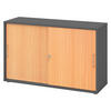 SCHIEBETÜRENSCHRANK - 2 Ordnerhöhen 40/120/74,8 cm in Graphitfarben/Buchefarben Bügelgriff (Metall) - Buchefarben/Graphitfarben, Holzwerkstoff (120/74.8/40cm) - bümö