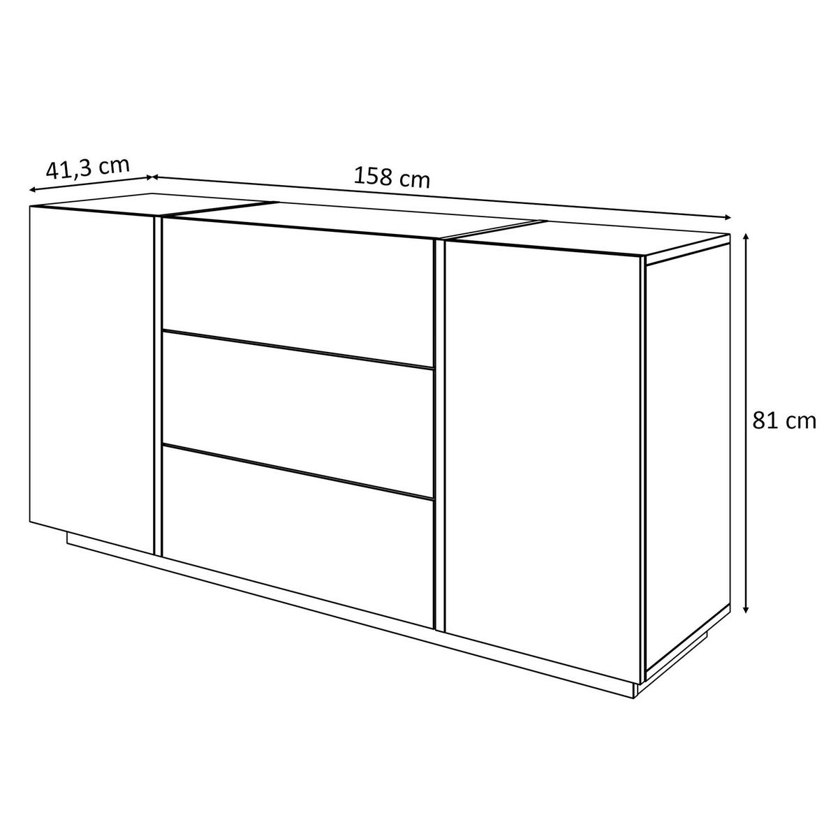 KOMMODE MIT SCHUBLADEN ONYX HOCHGLANZ 158 CM - Schwarz, Holzwerkstoff (158/81/41.3cm) - Lookway